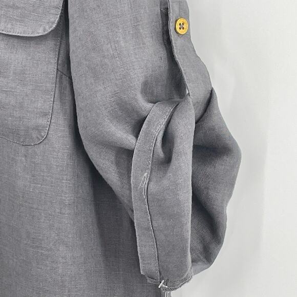 Ellen Tracy 100% Linen Blouse, Gray, NWT, Sz. S, PULLED THREAD - Picture 5 of 16